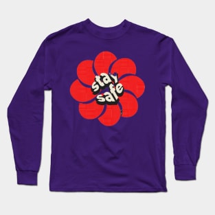 Stay safe red flower pattern Long Sleeve T-Shirt